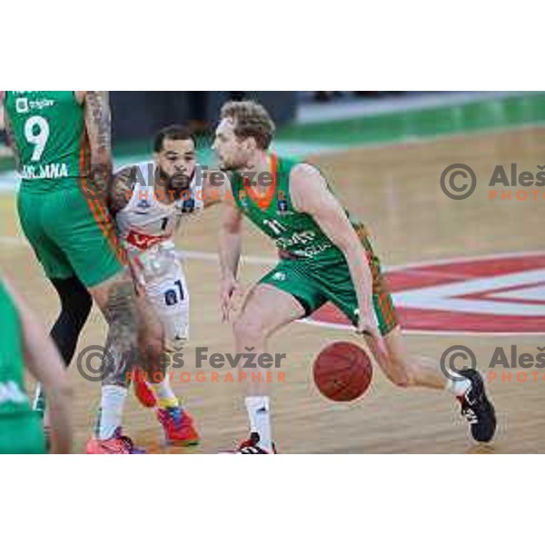 Jaka Blazic of Cedevita Olimpija in action during 7days EuroCup regular season basketball match between Cedevita Olimpija and Buducnost Voli in Stozice, Arena, Ljubljana, Slovenia on March 8, 2022