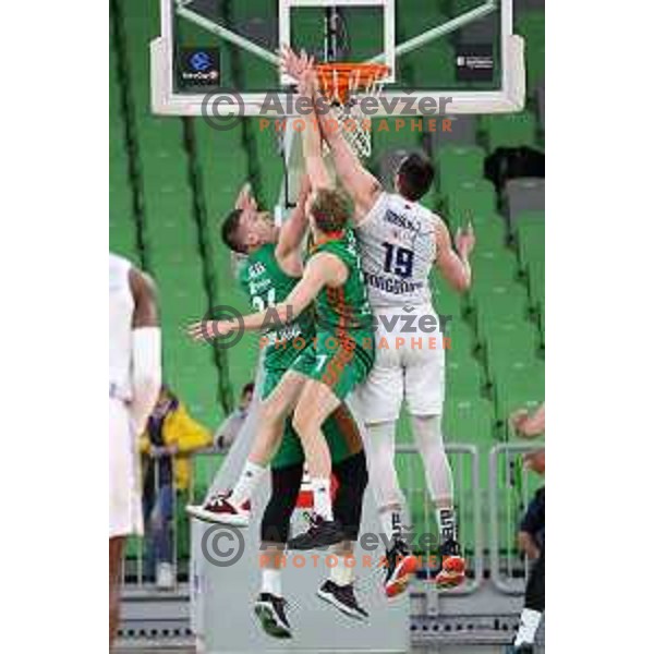 Jaka Blazic of Cedevita Olimpija in action during 7days EuroCup regular season basketball match between Cedevita Olimpija and Buducnost Voli in Stozice, Arena, Ljubljana, Slovenia on March 8, 2022