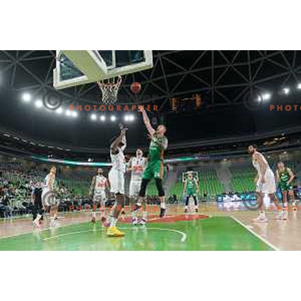 Alen Omic of Cedevita Olimpija in action during 7days EuroCup regular season basketball match between Cedevita Olimpija and Buducnost Voli in Stozice, Arena, Ljubljana, Slovenia on March 8, 2022