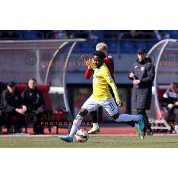 In action during Prva Liga Telemach 2021-2022 football match between Bravo and Tabor CB 24 Sezana in Ljubljana , Slovenia on March 9, 2022