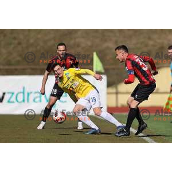 In action during Prva Liga Telemach 2021-2022 football match between Bravo and Tabor CB 24 Sezana in Ljubljana , Slovenia on March 9, 2022