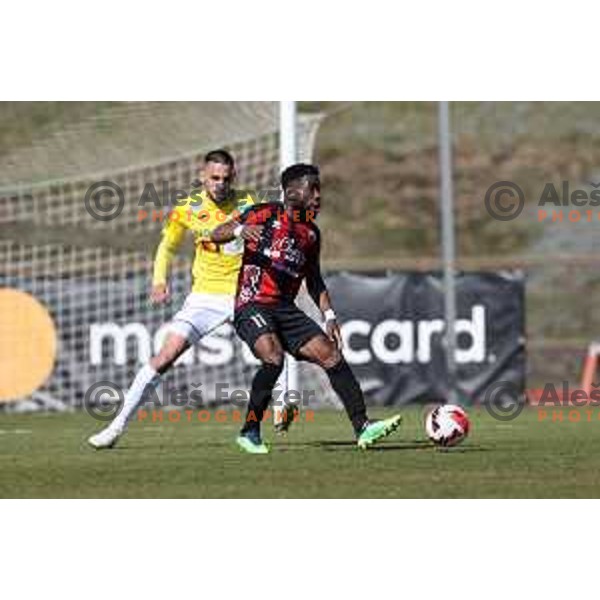 In action during Prva Liga Telemach 2021-2022 football match between Bravo and Tabor CB 24 Sezana in Ljubljana , Slovenia on March 9, 2022