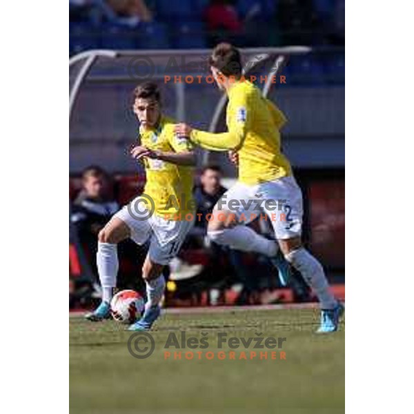 In action during Prva Liga Telemach 2021-2022 football match between Bravo and Tabor CB 24 Sezana in Ljubljana , Slovenia on March 9, 2022