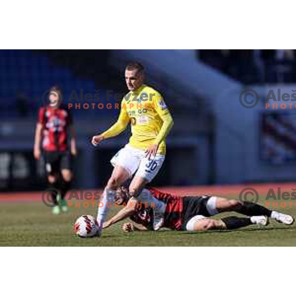 In action during Prva Liga Telemach 2021-2022 football match between Bravo and Tabor CB 24 Sezana in Ljubljana , Slovenia on March 9, 2022