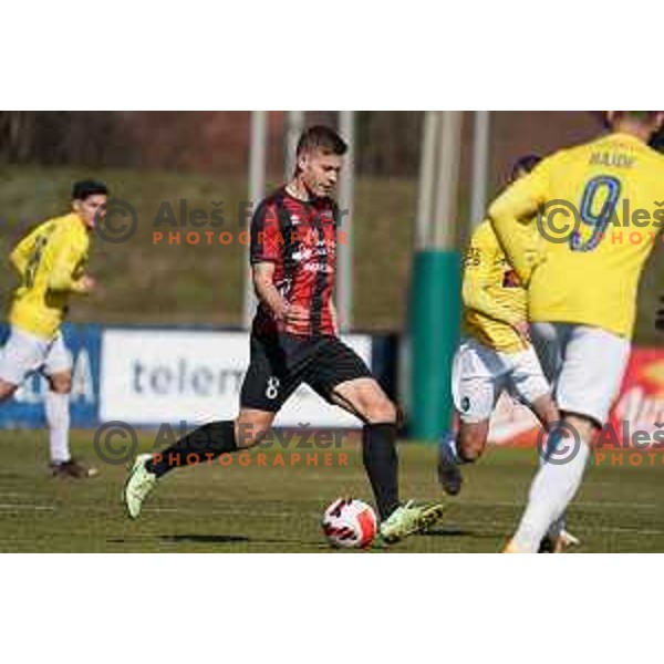 in action during Prva Liga Telemach 2021-2022 football match between Bravo and Tabor CB 24 Sezana in Ljubljana, Slovenia on March 9, 2022