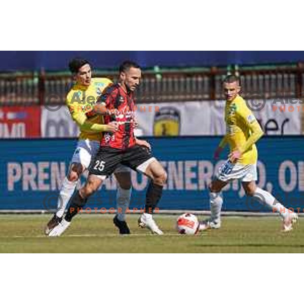 in action during Prva Liga Telemach 2021-2022 football match between Bravo and Tabor CB 24 Sezana in Ljubljana, Slovenia on March 9, 2022