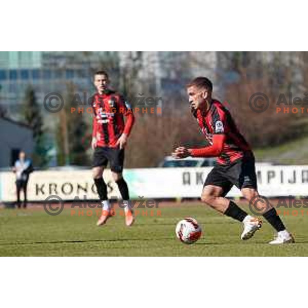in action during Prva Liga Telemach 2021-2022 football match between Bravo and Tabor CB 24 Sezana in Ljubljana, Slovenia on March 9, 2022