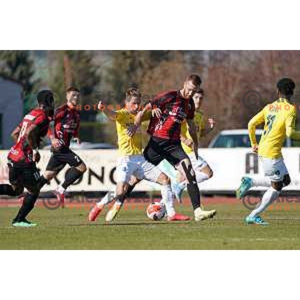 in action during Prva Liga Telemach 2021-2022 football match between Bravo and Tabor CB 24 Sezana in Ljubljana, Slovenia on March 9, 2022