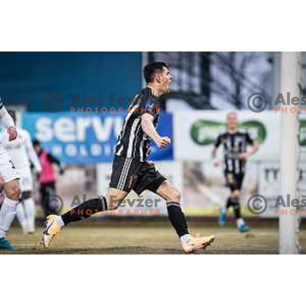 Mirlind Daku scores goal during Prva liga Telemach football match between NS Mura and Olimpija in Fazanerija, Murska Sobota, Slovenia on March 10, 2022. Photo: Jure Banfi/www.alesfevzer.com