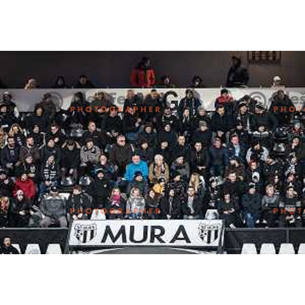 NS Mura supporters in action during Prva liga Telemach football match between NS Mura and Olimpija in Fazanerija, Murska Sobota, Slovenia on March 10, 2022. Photo: Jure Banfi/www.alesfevzer.com