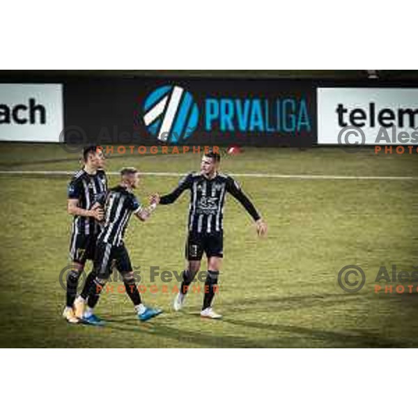 Luka Bobicanec celebrates goal during Prva liga Telemach football match between NS Mura and Olimpija in Fazanerija, Murska Sobota, Slovenia on March 10, 2022. Photo: Jure Banfi/www.alesfevzer.com