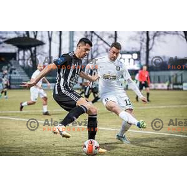 Mirlind Daku vs Marijan Cabraja in action during Prva liga Telemach football match between NS Mura and Olimpija in Fazanerija, Murska Sobota, Slovenia on March 10, 2022. Photo: Jure Banfi/www.alesfevzer.com