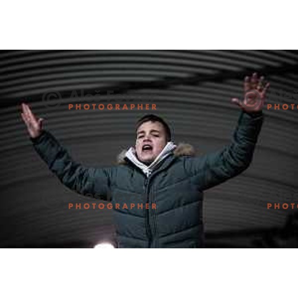 NS Mura fan in action during Prva liga Telemach football match between NS Mura and Olimpija in Fazanerija, Murska Sobota, Slovenia on March 10, 2022. Photo: Jure Banfi/www.alesfevzer.com