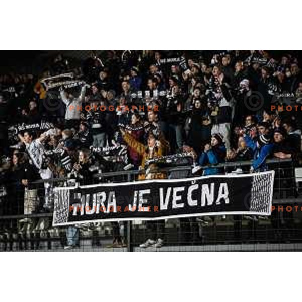 NS Mura supporters in action during Prva liga Telemach football match between NS Mura and Olimpija in Fazanerija, Murska Sobota, Slovenia on March 10, 2022. Photo: Jure Banfi/www.alesfevzer.com