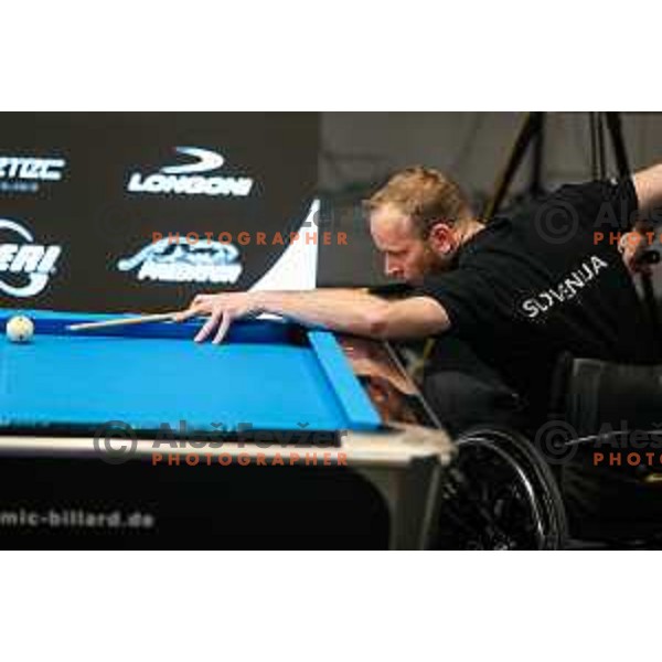 Matej Brajkovic (SLO) competes at European Pool Championship presented by Dynamic Billard in Tri Lilije hall, Lasko, Slovenia on March 10, 2022 
