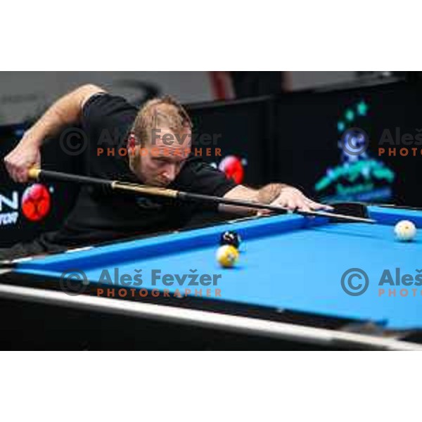 Matej Brajkovic (SLO) competes at European Pool Championship presented by Dynamic Billard in Tri Lilije hall, Lasko, Slovenia on March 10, 2022 