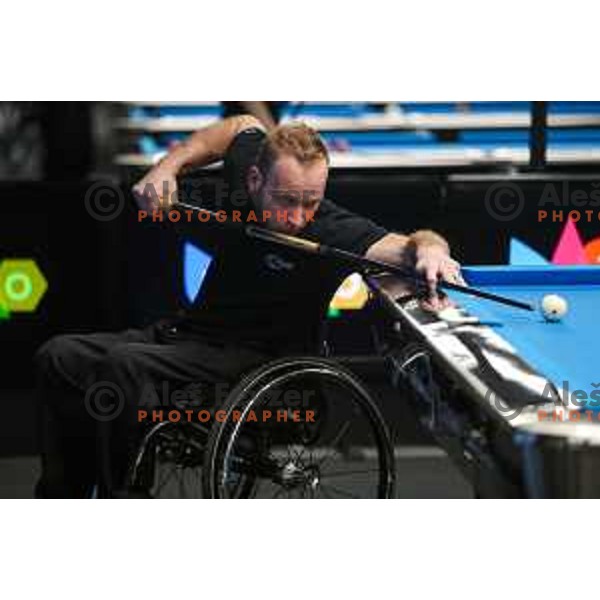 Matej Brajkovic (SLO) competes at European Pool Championship presented by Dynamic Billard in Tri Lilije hall, Lasko, Slovenia on March 10, 2022 