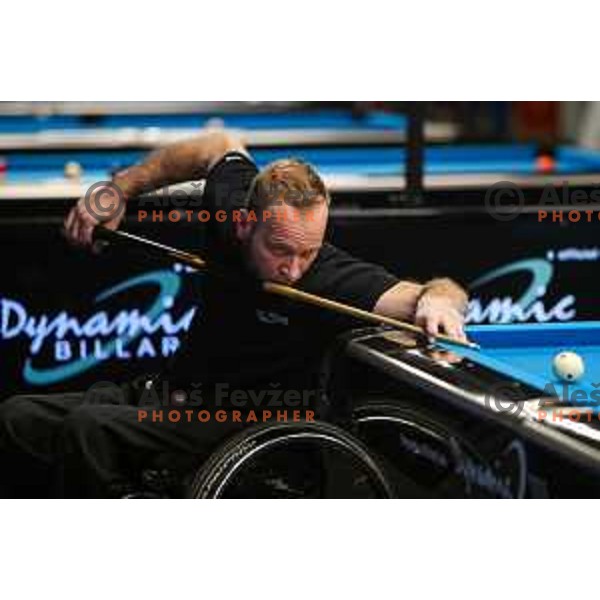 Matej Brajkovic (SLO) competes at European Pool Championship presented by Dynamic Billard in Tri Lilije hall, Lasko, Slovenia on March 10, 2022 