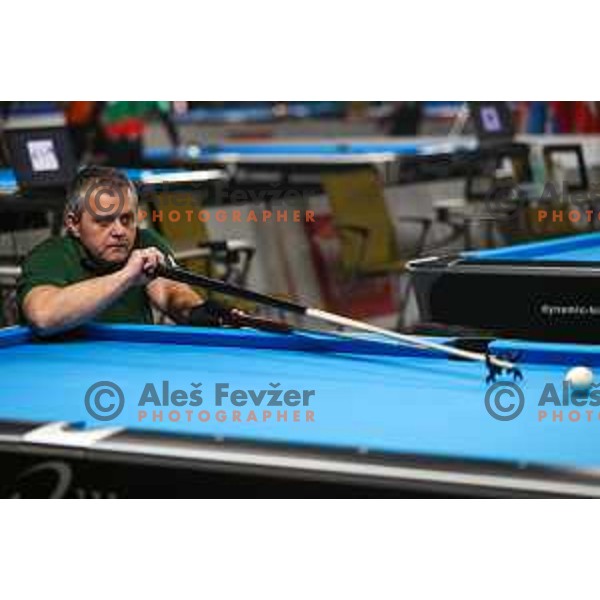 David Slacek (SLO) competes at European Pool Championship presented by Dynamic Billard in Tri Lilije hall, Lasko, Slovenia on March 10, 2022 