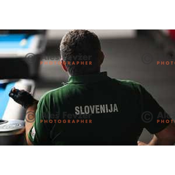 David Slacek (SLO) competes at European Pool Championship presented by Dynamic Billard in Tri Lilije hall, Lasko, Slovenia on March 10, 2022 