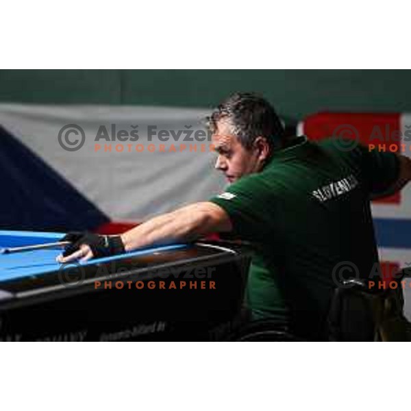 David Slacek (SLO) competes at European Pool Championship presented by Dynamic Billard in Tri Lilije hall, Lasko, Slovenia on March 10, 2022 