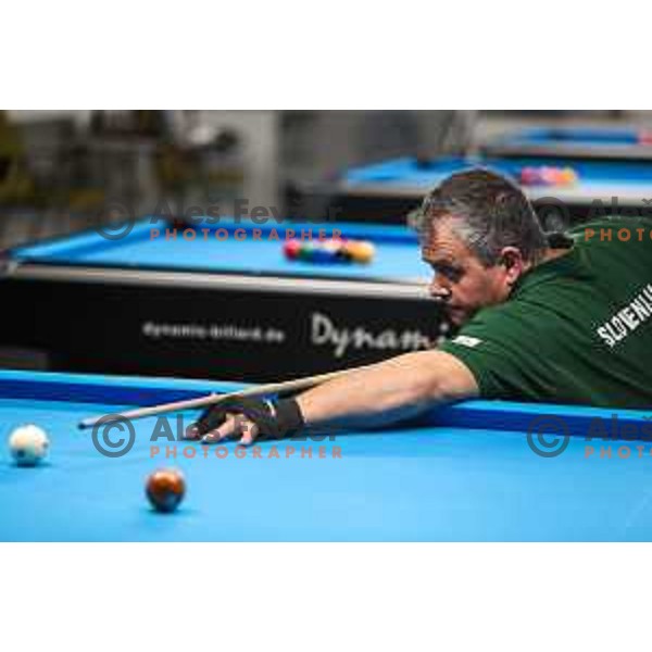 David Slacek (SLO) competes at European Pool Championship presented by Dynamic Billard in Tri Lilije hall, Lasko, Slovenia on March 10, 2022 
