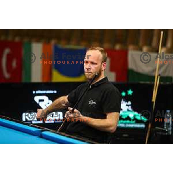 Matej Brajkovic (SLO) competes at European Pool Championship presented by Dynamic Billard in Tri Lilije hall, Lasko, Slovenia on March 10, 2022 