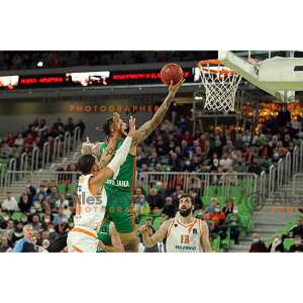 Zach Auguste of Cedevita Olimpija in action during 7days EuroCup regular season basketball match between Cedevita Olimpija and Promitheas in Stozice, Arena, Ljubljana, Slovenia on March 10, 2022