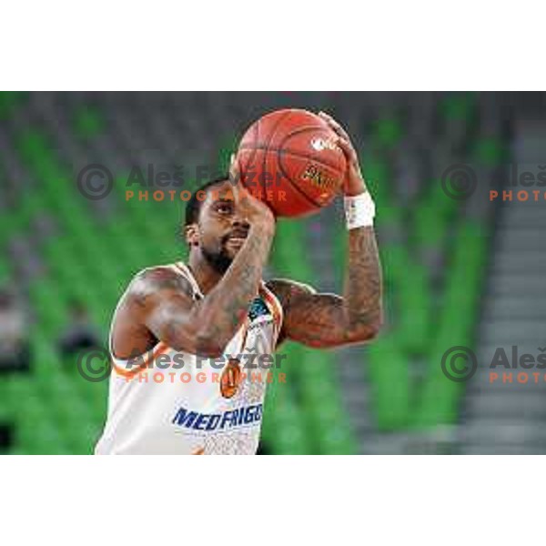 Kendrick May in action during 7days EuroCup regular season basketball match between Cedevita Olimpija and Promitheas in Stozice, Arena, Ljubljana, Slovenia on March 10, 2022