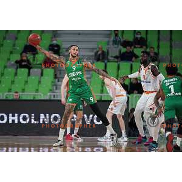 Zach Auguste of Cedevita Olimpija in action during 7days EuroCup regular season basketball match between Cedevita Olimpija and Promitheas in Stozice, Arena, Ljubljana, Slovenia on March 10, 2022