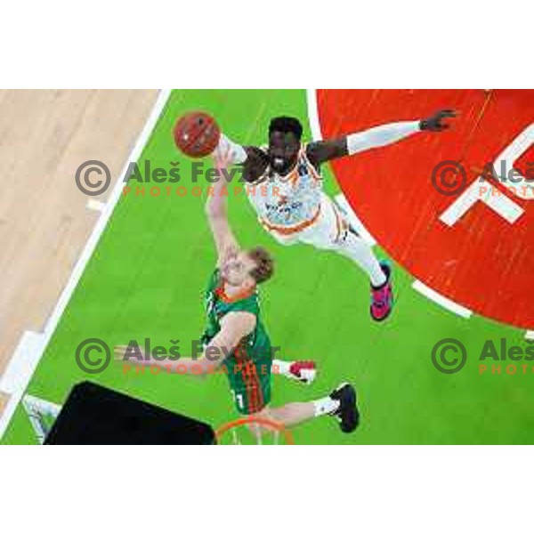 Jaka Blazic of Cedevita Olimpija and Jerai Grant in action during 7days EuroCup regular season basketball match between Cedevita Olimpija and Promitheas in Stozice, Arena, Ljubljana, Slovenia on March 10, 2022