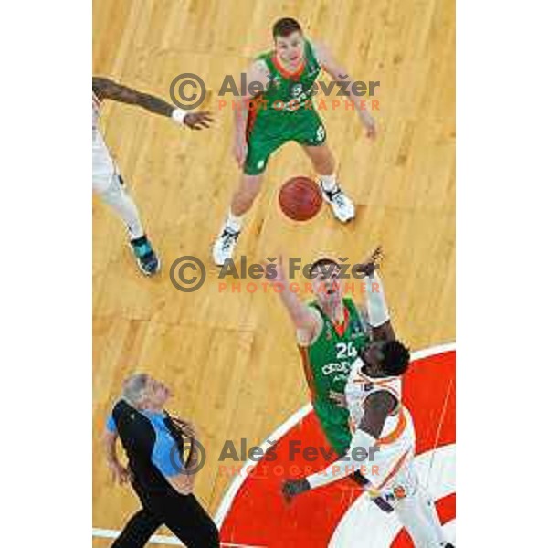 Alen Omic of Cedevita Olimpija in action during 7days EuroCup regular season basketball match between Cedevita Olimpija and Promitheas in Stozice, Arena, Ljubljana, Slovenia on March 10, 2022