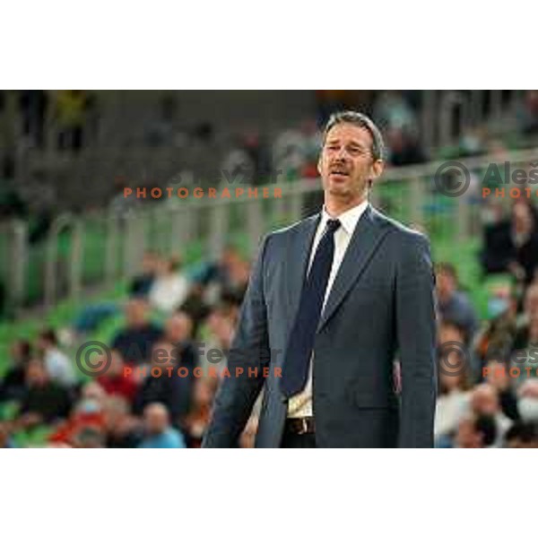 Jurica Golemac, head coach of Cedevita Olimpija in action during 7days EuroCup regular season basketball match between Cedevita Olimpija and Promitheas in Stozice, Arena, Ljubljana, Slovenia on March 10, 2022