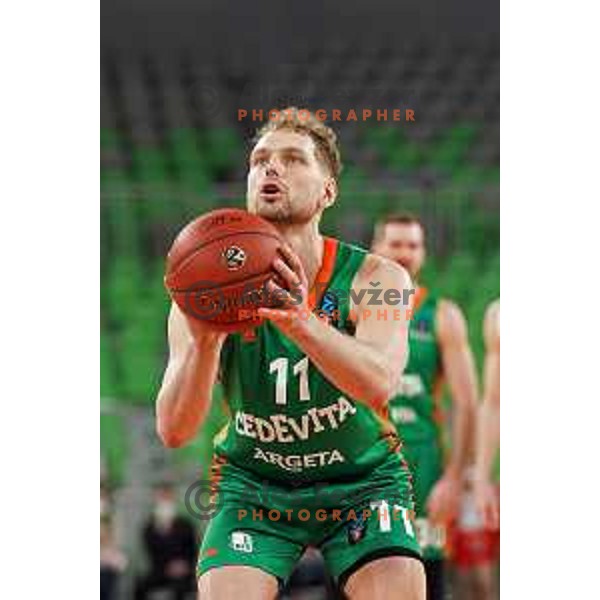 Jaka Blazic of Cedevita Olimpija in action during 7days EuroCup regular season basketball match between Cedevita Olimpija and Promitheas in Stozice, Arena, Ljubljana, Slovenia on March 10, 2022