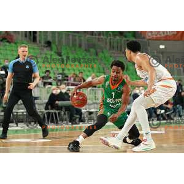 Yogi Ferrell of Cedevita Olimpija in action during 7days EuroCup regular season basketball match between Cedevita Olimpija and Promitheas in Stozice, Arena, Ljubljana, Slovenia on March 10, 2022