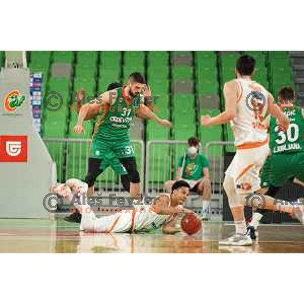 of Cedevita Olimpija in action during 7days EuroCup regular season basketball match between Cedevita Olimpija and Promitheas in Stozice, Arena, Ljubljana, Slovenia on March 10, 2022