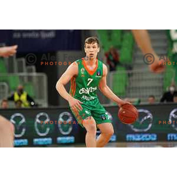 Dan Duscak of Cedevita Olimpija in action during 7days EuroCup regular season basketball match between Cedevita Olimpija and Promitheas in Stozice, Arena, Ljubljana, Slovenia on March 10, 2022