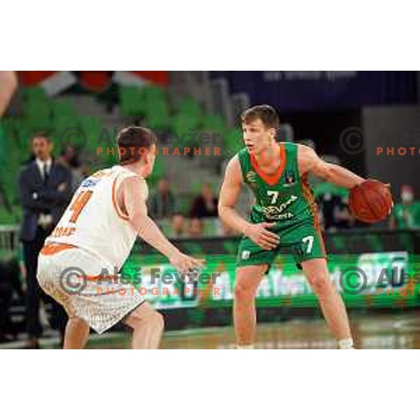 Dan Duscak of Cedevita Olimpija in action during 7days EuroCup regular season basketball match between Cedevita Olimpija and Promitheas in Stozice, Arena, Ljubljana, Slovenia on March 10, 2022