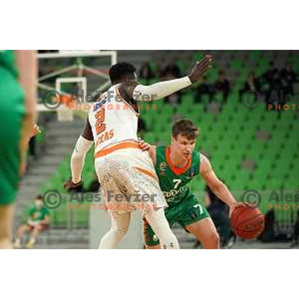 Dan Duscak of Cedevita Olimpija in action during 7days EuroCup regular season basketball match between Cedevita Olimpija and Promitheas in Stozice, Arena, Ljubljana, Slovenia on March 10, 2022