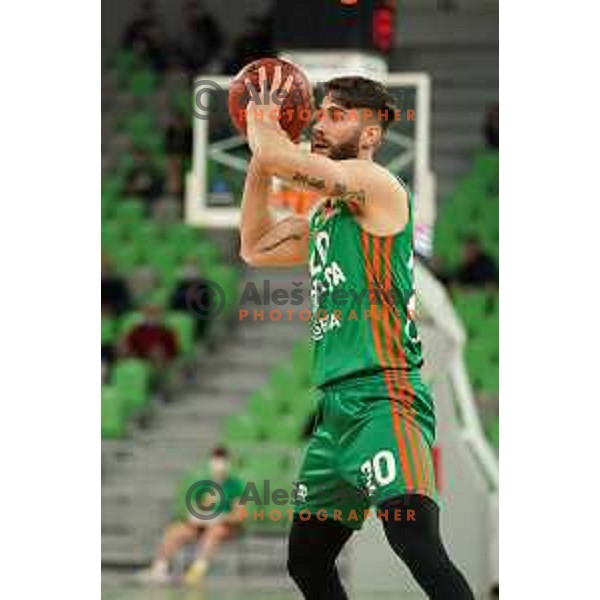 Alen Hodzic of Cedevita Olimpija in action during 7days EuroCup regular season basketball match between Cedevita Olimpija and Promitheas in Stozice, Arena, Ljubljana, Slovenia on March 10, 2022