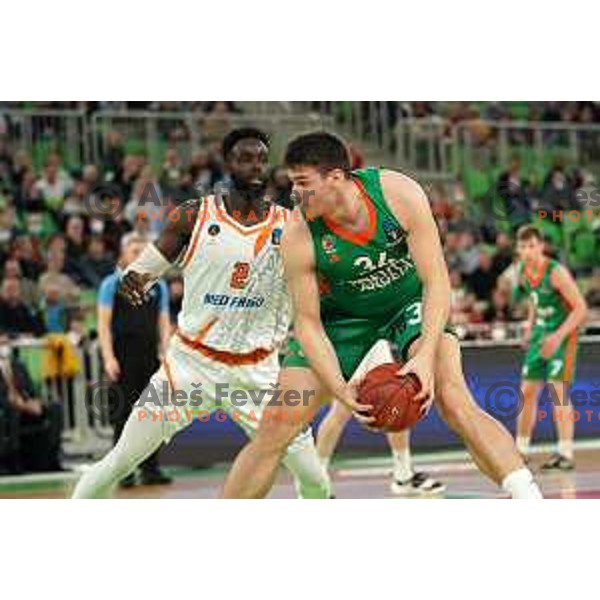 Blaz Habot of Cedevita Olimpija in action during 7days EuroCup regular season basketball match between Cedevita Olimpija and Promitheas in Stozice, Arena, Ljubljana, Slovenia on March 10, 2022