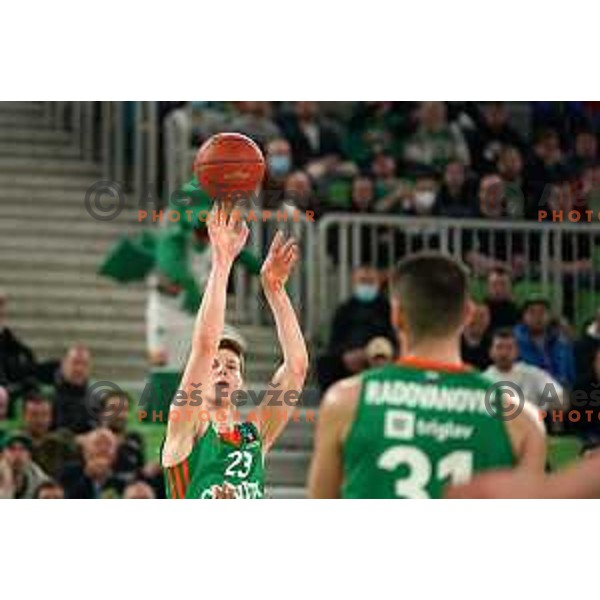 Luka Scuka of Cedevita Olimpija in action during 7days EuroCup regular season basketball match between Cedevita Olimpija and Promitheas in Stozice, Arena, Ljubljana, Slovenia on March 10, 2022