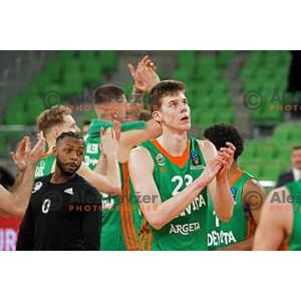 Luka Scuka of Cedevita Olimpija in action during 7days EuroCup regular season basketball match between Cedevita Olimpija and Promitheas in Stozice, Arena, Ljubljana, Slovenia on March 10, 2022