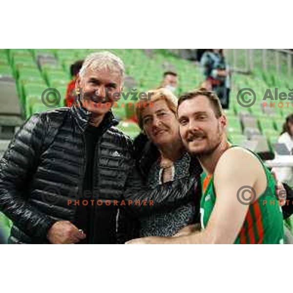 Father Marinko, mother Mojca and their son Zoran Dragic of Cedevita Olimpija during 7days EuroCup regular season basketball match between Cedevita Olimpija and Promitheas in Stozice, Arena, Ljubljana, Slovenia on March 10, 2022