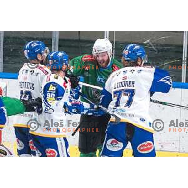 Tadej Cimzar in action during quarter-final of IceHL between SZ Olimpija and VSV in Ljubljana, Slovenia on March 11, 2022