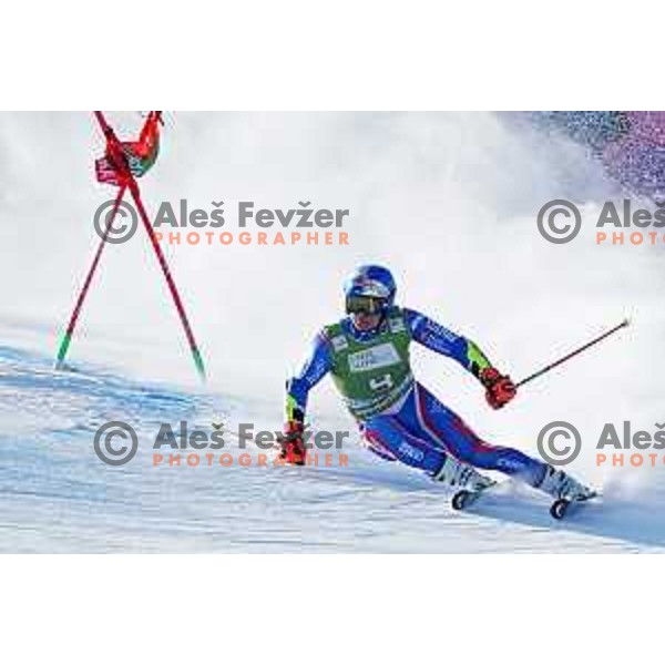 Alexis Pinturault (FRA) skiing in the first run of AUDI FIS Ski World Cup Giant Slalom for 61.Vitranc Cup in Kranjska gora, Slovenia on March 12, 2022
