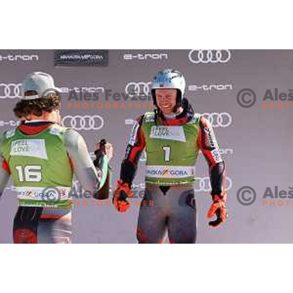 Henrik Kristoffersen (NOR), winner of AUDI FIS Ski World Cup Giant Slalom for 61.Vitranc Cup in Kranjska gora, Slovenia on March 12, 2022