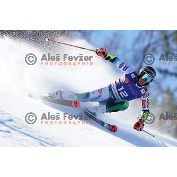 Zan Kranjec (SLO) competes in the first run of AUDI FIS Ski World Cup Giant Slalom for 61.Vitranc Cup in Kranjska gora, Slovenia on March 13, 2022