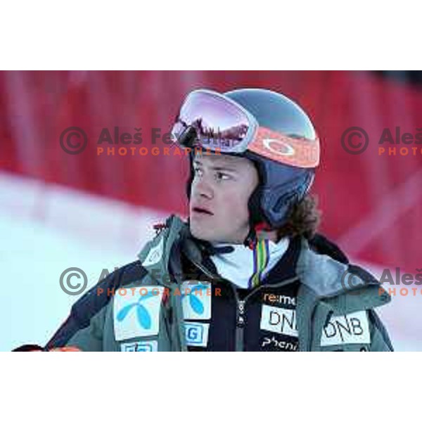 Lucas Braathen (NOR) during course inspection of AUDI FIS Ski World Cup Giant Slalom for 61.Vitranc Cup in Kranjska gora, Slovenia on March 13, 2022