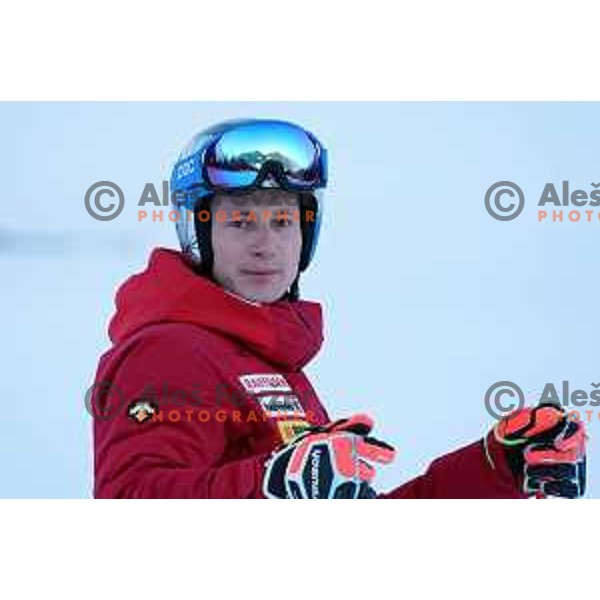 Marco Odermatt (SUI) during course inspection of AUDI FIS Ski World Cup Giant Slalom for 61.Vitranc Cup in Kranjska gora, Slovenia on March 13, 2022